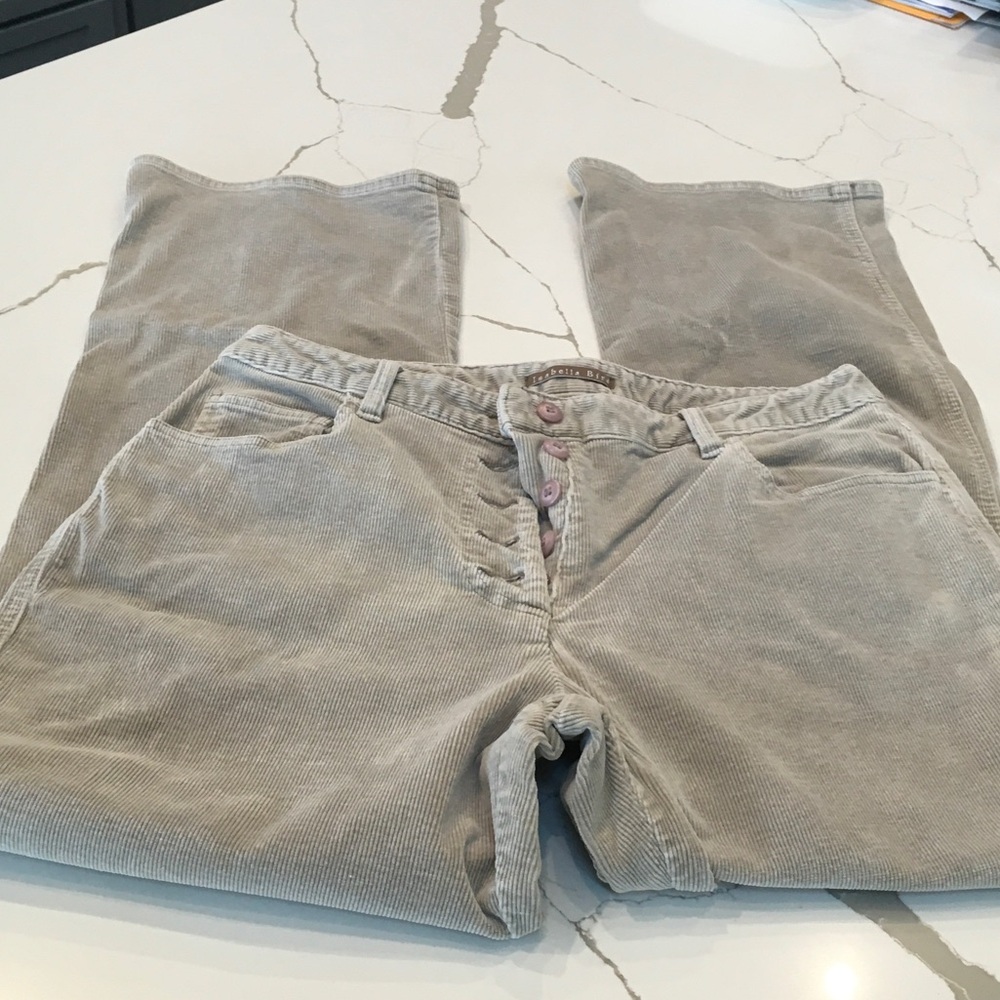 Women's Corduroy Straight Leg Pants Gray Brownish Size 12 Isabella Bird ButtonUp